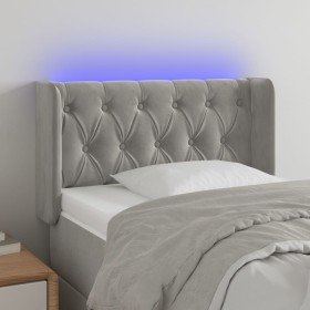 Cabecero con LED de terciopelo gris claro 83x16x78/88 cm