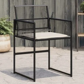 Gartenstühle mit Kissen, 4 Stück, aus schwarzem synthetischem Rattan. von , Gartenstühle - Ref: Foro24-4008575, Preis: 135,60...