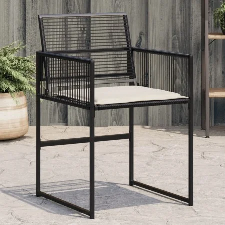 Gartenstühle mit Kissen, 4 Stück, aus schwarzem synthetischem Rattan. von , Gartenstühle - Ref: Foro24-4008575, Preis: 135,60...
