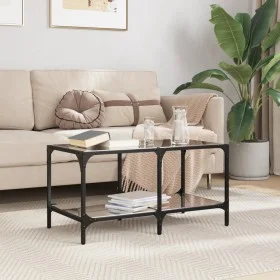 Schwarzer Couchtisch mit Glasoberfläche und Stahlgestell, 78,5x40x40 cm. von , Couchtisch - Ref: Foro24-845977, Preis: 52,76 ...