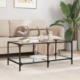 Glass and steel coffee table, 98.5x50x40 cm by , Coffee table - Ref: Foro24-845980, Price: 57,68 €, Discount: %