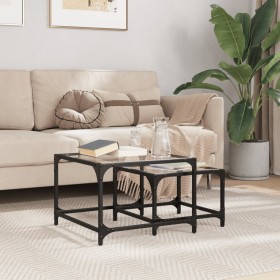Stackable coffee tables with glass top, set of 2, steel. by , Coffee table - Ref: Foro24-845982, Price: 48,16 €, Discount: %