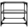 Center table with transparent glass surface and steel structure, measuring 50x50x45 cm. by , Coffee table - Ref: Foro24-84600...