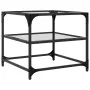 Center table with transparent glass surface and steel structure, measuring 50x50x45 cm. by , Coffee table - Ref: Foro24-84600...