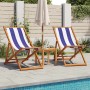 Faltbarer Strandstuhl aus massivem Eukalyptusholz und blau-weißem Stoff. von , Gartenstühle - Ref: Foro24-366567, Preis: 65,0...