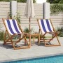 Faltbarer Strandstuhl aus massivem Eukalyptusholz und blau-weißem Stoff. von , Gartenstühle - Ref: Foro24-366567, Preis: 63,6...