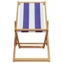 Faltbarer Strandstuhl aus massivem Eukalyptusholz und blau-weißem Stoff. von , Gartenstühle - Ref: Foro24-366567, Preis: 63,6...