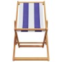 Folding beach chair made of solid eucalyptus wood and blue and white fabric. by , Garden chairs - Ref: Foro24-366567, Price: ...