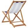 Faltbarer Strandstuhl aus massivem Eukalyptusholz und blau-weißem Stoff. von , Gartenstühle - Ref: Foro24-366567, Preis: 65,0...
