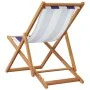 Faltbarer Strandstuhl aus massivem Eukalyptusholz und blau-weißem Stoff. von , Gartenstühle - Ref: Foro24-366567, Preis: 63,6...