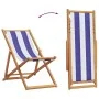 Faltbarer Strandstuhl aus massivem Eukalyptusholz und blau-weißem Stoff. von , Gartenstühle - Ref: Foro24-366567, Preis: 63,6...