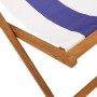 Faltbarer Strandstuhl aus massivem Eukalyptusholz und blau-weißem Stoff. von , Gartenstühle - Ref: Foro24-366567, Preis: 65,0...