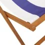 Faltbarer Strandstuhl aus massivem Eukalyptusholz und blau-weißem Stoff. von , Gartenstühle - Ref: Foro24-366567, Preis: 63,6...