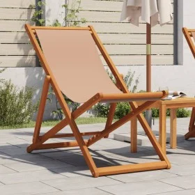Faltbarer Strandstuhl aus massivem Eukalyptusholz und taupefarbenem Stoff. von , Gartenstühle - Ref: Foro24-366565, Preis: 78...