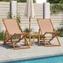 Faltbarer Strandstuhl aus massivem Eukalyptusholz und taupefarbenem Stoff. von , Gartenstühle - Ref: Foro24-366565, Preis: 78...