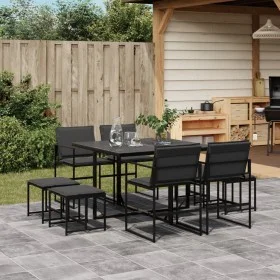9-piece garden dining set with black textilene cushions by , Garden sets - Ref: Foro24-3295083, Price: 345,82 €, Discount: %