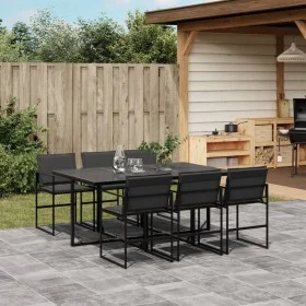 Gartensitzgruppe 7-teilig mit schwarzen Textilen-Kissen von , Gartensets - Ref: Foro24-3295074, Preis: 385,78 €, Rabatt: %
