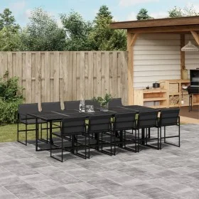 11-piece garden dining set with black textilene cushions by , Garden sets - Ref: Foro24-3295076, Price: 680,29 €, Discount: %