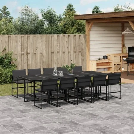 11-piece garden dining set with black textilene cushions by , Garden sets - Ref: Foro24-3295076, Price: 680,69 €, Discount: %