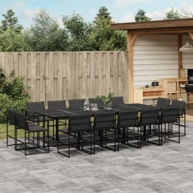Garden dining set, 15 pieces, with black textilene cushions. by , Garden sets - Ref: Foro24-3295081, Price: 824,46 €, Discoun...