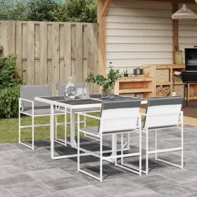 5-piece garden dining set with white textilene cushions by , Garden sets - Ref: Foro24-3295088, Price: 258,95 €, Discount: %