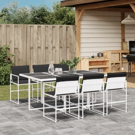 Gartensitzgruppe 7-teilig mit weißen Textilene-Kissen. von , Gartensets - Ref: Foro24-3295104, Preis: 383,07 €, Rabatt: %
