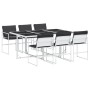 Juego de comedor de jardín 7 pzas con cojines textilene blanco