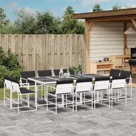 Garten-Essgruppe, 13-teilig, mit weißen Textilene-Kissen. von , Gartensets - Ref: Foro24-3295110, Preis: 702,03 €, Rabatt: %