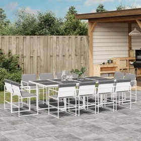 Garten-Essgruppe, 13-teilig, mit weißen Textilene-Kissen. von , Gartensets - Ref: Foro24-3295095, Preis: 708,35 €, Rabatt: %