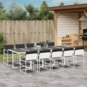 11-piece garden dining set with white textilene cushions by , Garden sets - Ref: Foro24-3295106, Price: 675,77 €, Discount: %