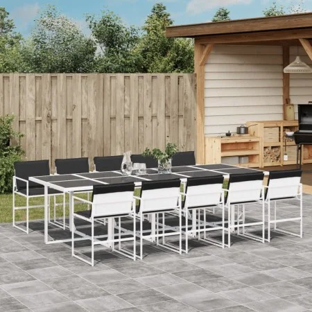 11-piece garden dining set with white textilene cushions by , Garden sets - Ref: Foro24-3295106, Price: 675,77 €, Discount: %