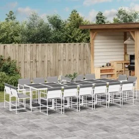 Garden dining set, 17 pieces, with white textilene cushions. by , Garden sets - Ref: Foro24-3295097, Price: 945,89 €, Discoun...