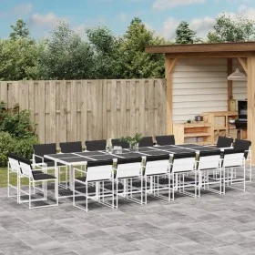 Garden dining set, 17 pieces, with white textilene cushions. by , Garden sets - Ref: Foro24-3295112, Price: 936,84 €, Discoun...