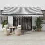 Toldo retráctil automático luz LED antracita blanco 450x300 cm de , Toldos - Ref: Foro24-3310236, Precio: 658,43 €, Descuento: %