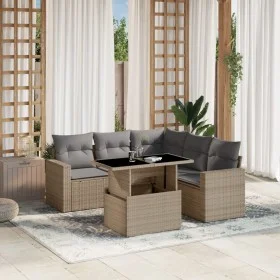 Garden sofa set with 6-piece synthetic rattan beige cushions by , Garden sets - Ref: Foro24-3267269, Price: 428,11 €, Discoun...