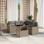 Gartensofa-Set mit 6-teiligen Kissen aus synthetischem Rattan in Beige. von , Gartensets - Ref: Foro24-3267269, Preis: 428,11...