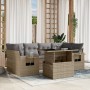 Gartensofagarnitur 7-teilig mit Kissen aus synthetischem Rattan in Beige. von , Gartensets - Ref: Foro24-3267759, Preis: 487,...