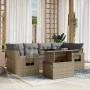 Set sofás de jardín 7 piezas y cojines ratán sintético beige de , Conjuntos de jardín - Ref: Foro24-3267759, Precio: 488,14 €...