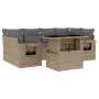 Set of 7-piece garden sofas and beige synthetic rattan cushions by , Garden sets - Ref: Foro24-3267759, Price: 485,83 €, Disc...