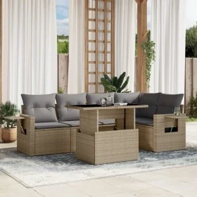 Gartensofa-Set mit 6-teiligen Kissen aus synthetischem Rattan in Beige. von , Gartensets - Ref: Foro24-3267889, Preis: 431,78...