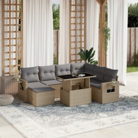Set de sofás de jardín y cojines 8 piezas ratán sintético beige de , Conjuntos de jardín - Ref: Foro24-3268069, Precio: 536,5...