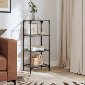 Shelf with transparent glass surface, steel frame, 40x30x95 cm. by , Hangers and shelves - Ref: Foro24-846038, Price: 51,88 €...