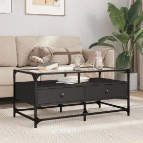 Glass surface black steel coffee table 98.5x50x45 cm by , Coffee table - Ref: Foro24-846044, Price: 97,84 €, Discount: %