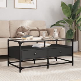 Mesa de centro superficie de vidrio acero negro 98,5x50x45 cm de , Mesas de centro - Ref: Foro24-846044, Precio: 100,03 €, De...