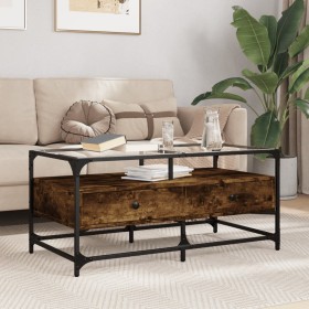 Glasplatte, Stahl und Eichenholz Couchtisch 98,5x50x45cm von , Couchtisch - Ref: Foro24-846046, Preis: 101,75 €, Rabatt: %