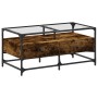Mesa de centro tapa de vidrio acero roble ahumado 98,5x50x45cm de , Mesas de centro - Ref: Foro24-846046, Precio: 101,75 €, D...