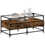 Mesa de centro tapa de vidrio acero roble ahumado 98,5x50x45cm de , Mesas de centro - Ref: Foro24-846046, Precio: 100,26 €, D...