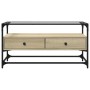 TV stand made of glass and Sonoma oak wood, 98x35x51 cm by , TV Furniture - Ref: Foro24-846065, Price: 75,12 €, Discount: %