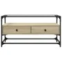 TV stand made of glass and Sonoma oak wood, 98x35x51 cm by , TV Furniture - Ref: Foro24-846065, Price: 74,15 €, Discount: %