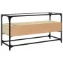 TV stand made of glass and Sonoma oak wood, 98x35x51 cm by , TV Furniture - Ref: Foro24-846065, Price: 74,15 €, Discount: %